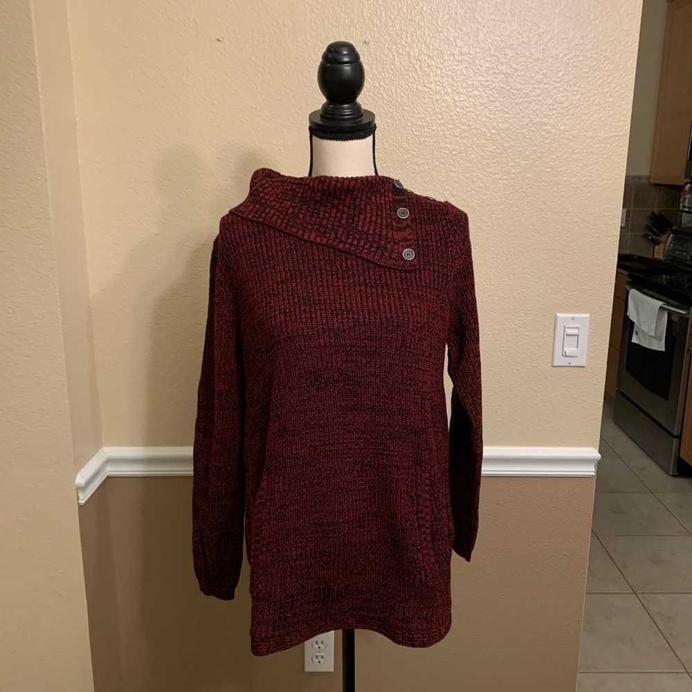 Style & Co Button Trim Red Sweater Size Medium